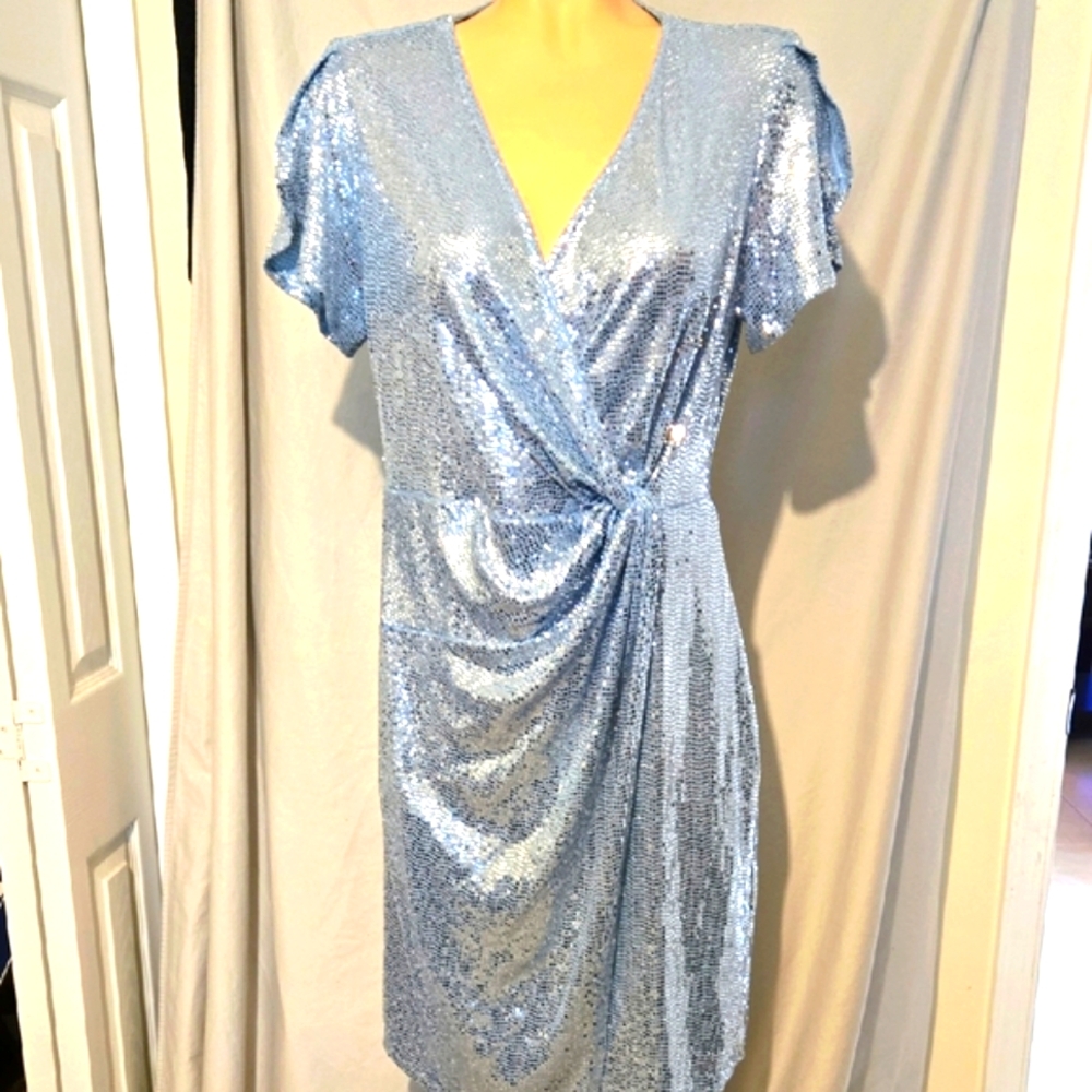 JM John Meyer Shimmering Sky Blue Sequin Dress